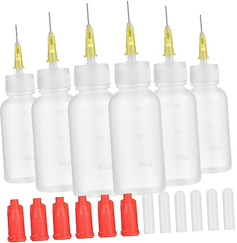 HAWILLOSCH 6sätze Applikatorflasche Mit Nadelspitze Squeeze-Flasche Für Klebstoff Tinte Farbe Und Öl Wiederverwendbar Einfach Zu Bedienen Waschen