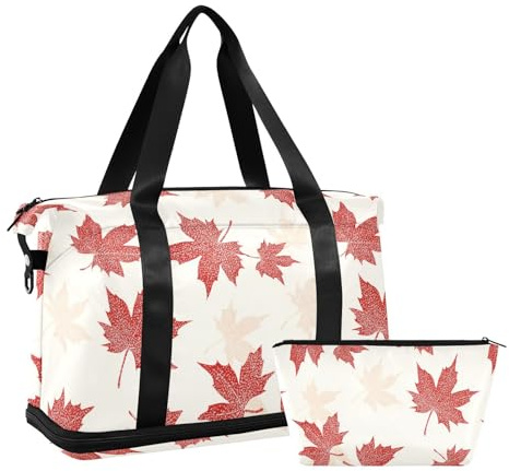 Reisetasche für Wochenend/Übernachtung, Seesack für Sporttasche, faltbar, Rote Ahornblätter