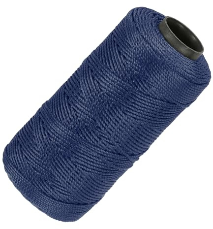 QUARKZMAN Hilo de Nylon 3 Hebras Trenzado Línea de Albañil 1.5mm x 218 Yardas Cuerda de Nylon para Proyectos DIY, Mejoras del Hogar, Suministros para Fiestas de Navidad, Azul Marino