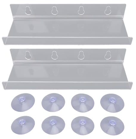 Tnfeeon Window Plant Floating Shelves Window Sill Extender Shelf for Indoor Plants 12 Inch Clear Acrylic Shelf with Suction Cups for Succulents Kitchen Bathroom Storage 2PCS