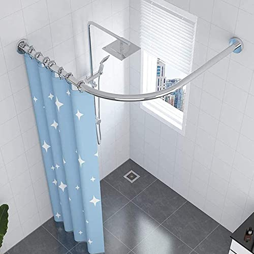 Asta angolare per tenda da doccia ad angolo regolabile, tensione di pressione regolabile, a forma di L, per vasche da bagno argento 60 80 x 60 80 cm, facile installazione e design salvaspazio