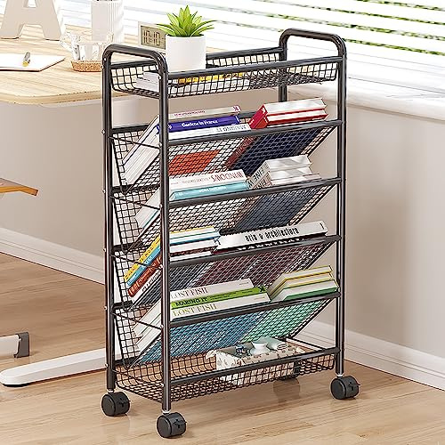 Carrello da cucina compatto con ruote - Carrello portaoggetti multifunzionale per scrivania, per spazi ristretti, con ruote, ripiano angolare in metallo e portariviste