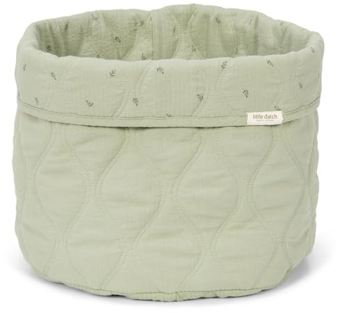 Little Dutch Wickeltischkörbchen Körbchen Korb Utensilo Organizer für den Wickeltisch Baby wendbar Rund Sage grün - Pure