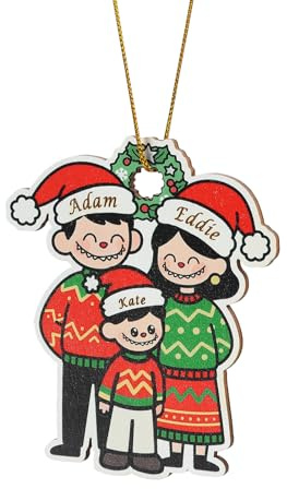 2025 Personalisierte Weihnachtsbaumkugeln für Familien mit 3 bis 10 Mitgliedern, Individuell Gestaltete Weihnachtsbaumkugeln aus Holz mit Namen, Warmes Geschenke für Heiligabend