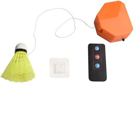 Yuanpgky Entraîneur de badminton pour enfants | Ensemble d'entraînement autonome d'intérieur avec volants en nylon, cordon élastique réglable et télécommande | Compatible avec support mural (corps