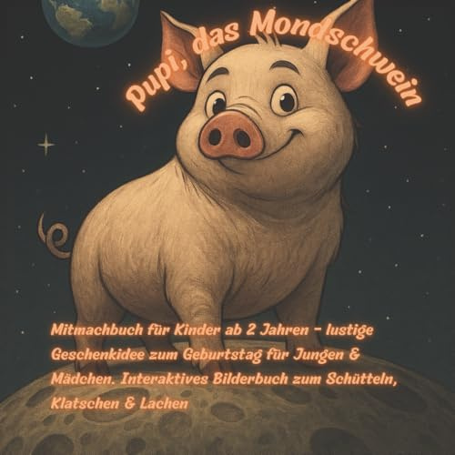Pupi, das Mondschwein: Mitmachbuch für Kinder ab 2 Jahren - lustige Geschenkidee zum Geburtstag für Jungen & Mädchen. Interaktives Bilderbuch zum Schütteln, Klatschen & Lachen