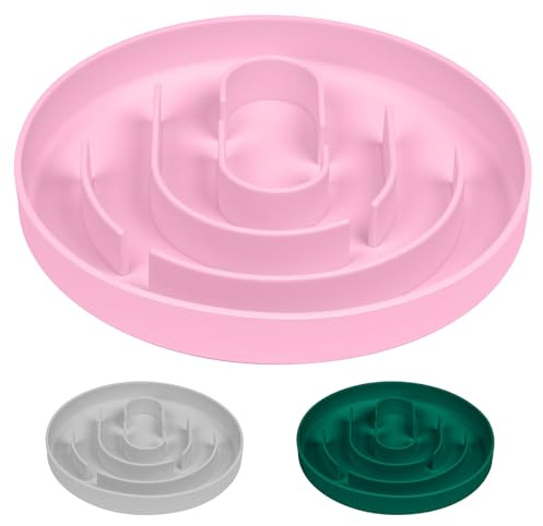 OFFCUP Slow Feeder Dog Bowl, Anti Choke Anti Bloat Cat Eating Food Bowl | Silicone Healthy Diet And Slow Digestion Puppy Feeders Suitable For Small Medium Pets (Pink)