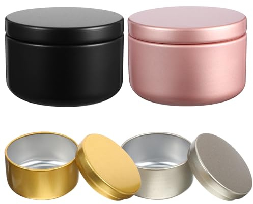 MAGICLULU Set 24 Contenitori per Candele in Alluminio da 50 Ml Barattoli Rotondi Riutilizzabili Coperchio per Candele Fai da Te e Decorazioni Casa Adatti a Matrimoni e Banchetti
