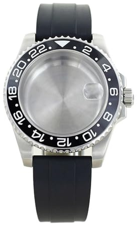 1st Silver Dykfodral for män for 40 mm GMT klockfodral Rem NH34 NH35 NH36 NH38 Miyota 8215 8205 Eta2824 Movement Safirkristall(NO.3 GMT-Black,For Eta 2824)