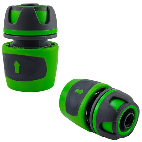 RIEGOPRO Connecteurs Rapides pour Tuyau d'Arrosage de Jardin – Bicomposant Antidérapant – Lot de 2 Pièces (15mm, Sans Aquastop)