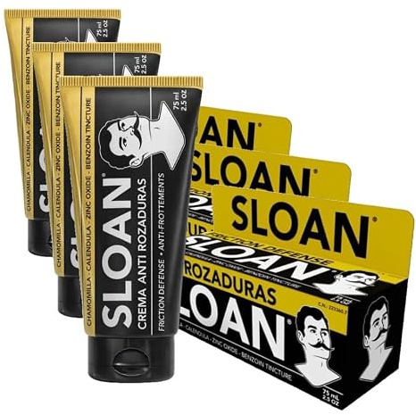SLOAN Crema Anti Rozaduras 75 ML Barrera Protectora con Óxido de Zinc, Caléndula y Manzanilla Terapia Avanzada contra Fricción e Irritación (Paquete de 3)