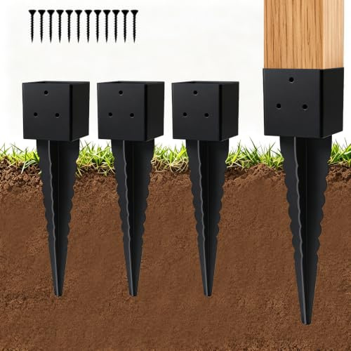 4 Pcs 4x4 Fence Post Anchor Ground Spike 16 (Actual:3.6 X 3.6)