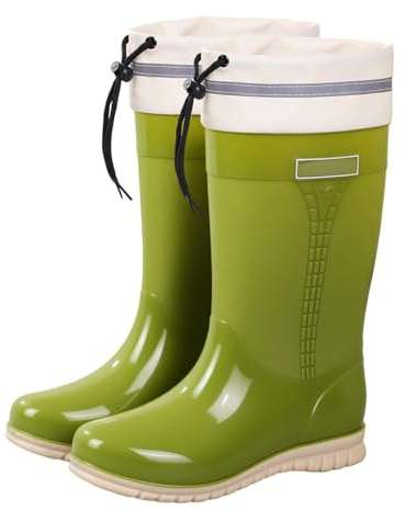 Botas cortas de goma para mujer con suela antideslizante y resistente al agua | Botas de piel de oveja impermeables de plástico, protección contra el clima, adecuado para jardinería, caminar