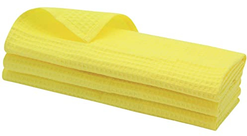 3x Geschirrtuch aus 100% Baumwolle Waffel-Piqué in gelb/Küchentuch/Putztuch