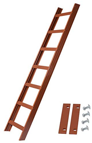 Alu Dachleiter Set Rot, 5,88 m mit Dachhaken (50 mm, gekröpft für Dachsparren, für Pfannenziegel) inklusive Auflageschutz und Aushebesicherung, Made in Germany, DEKRA geprüft
