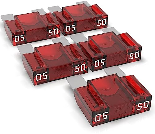 AUPROTEC Fusible à lame Maxi 20-80A, fusible enfichable d'automobile, choix : 50A ampères, rouge, 5 pièces