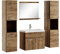 Badezimmer Badmöbel Set Montreal XL 60cm Waschbecken Braun Eiche - Unterschrank Hochschrank Waschtisch Möbel