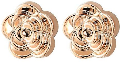 Unique Womens Magnetic 18K Rose-Gold-Plated Camellia Flower Stud Earring, Non-Piercing Clip On Fake Ear