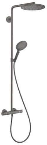 hansgrohe wassersparendes Duschsystem Raindance Select S 240 PowderRain Regendusche (Duschkopf, Duschkopf, Duschstange, Thermostat, Schlauch, 3 Strahlarten) Brushed Black Chrome