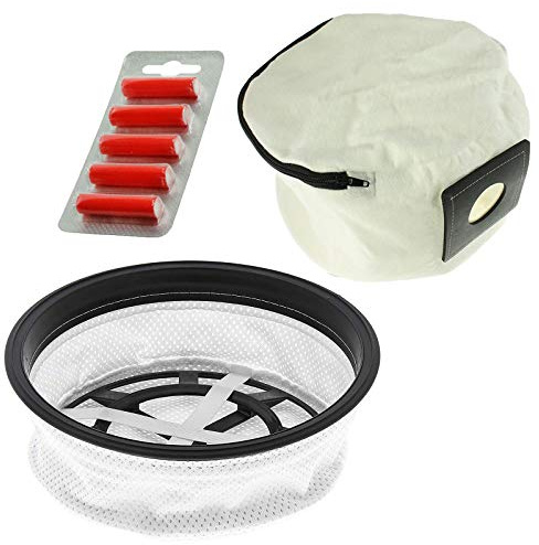 SPARES2GO Zip Cloth Reusable Dust Bag + 11 Filter for Numatic Henry Hetty 160 Series Cordless Vacuum Cleaner (+ 5 Fresheners)