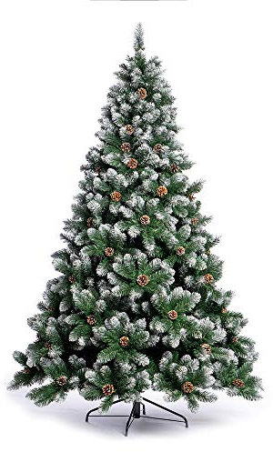 Nataland Albero di Natale Artificiale Verde Innevato Con Pigne, Modello Aspen Altezza 180 Cm, Abete Super Folto con Effetto Realistico e Rami Con Aghi Anticaduta