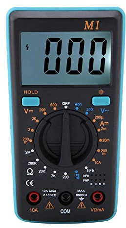 Digital Multimeter, AC/DC 0-50 Handheld with LCD Display Measures Current, Resistance, Continuity, Frequency Tests Diodes, Temperature, Voltage Tester(Blue)