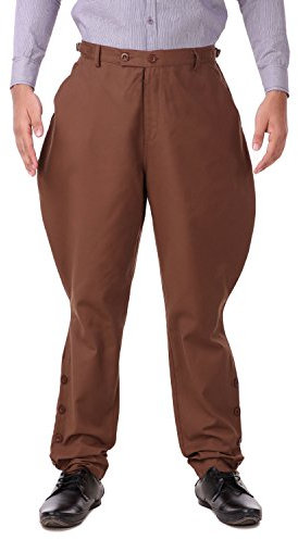 ThePirateDressing Herren-Jodhpurhose, Steampunk, viktorianisch, Cosplay-Kostüm, Archibald Jodhpur, 100 % Baumwolle, C1326 Gr. 31-35, Schokoladenbraun (Polyesterviskosegewebe)