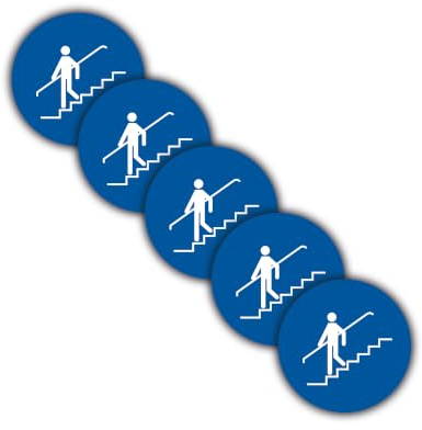 Pack of 5 Please Use Handrail Stickers 9.5 cm Stair Railing Mandatory Sign Warning Sign