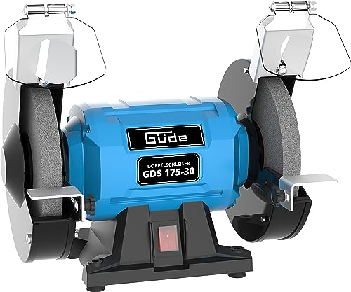Güde Doppelschleifer GDS 175-30 (300 W, 2980 1/min Motordrehzahl, 2x Schutzscheiben, Körnungen: Grob- & Feinschleifscheibe 36|60 K, kugelgelagerte Schleifachsen)