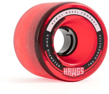 Landyachtz Fatty Hawgs Longboard Wheels Stone-Ground 63mm 78a (Clear Glossy Red 63mm) Set of 4
