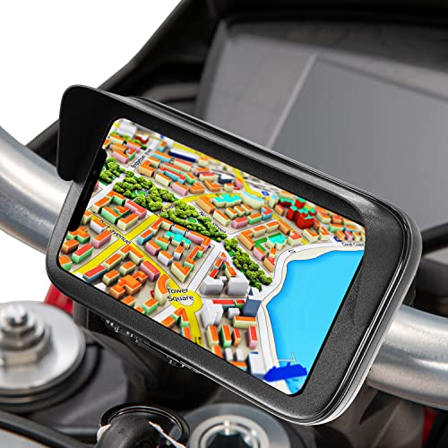 Sovica Porta cellulare moto con caricatore Ricarica rapida 2.1A valido per manubri di ogni tipo di spessore e forma Custodia Impermeabile con Visiera Valida per Smartphone fino a 7.5 Schermo