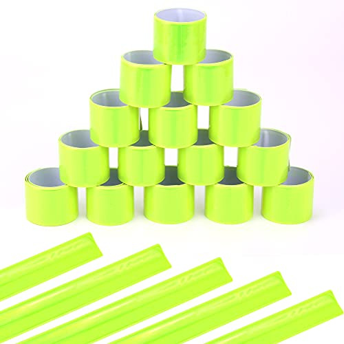 JSMTKJ 20PCS Reflektorbänder Schnapparmbänder | Reflektierendes Schnapparmband ideal für Kinder, Jogger und Radfahrer