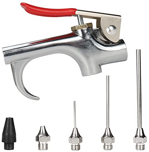 SI FANG Air Blow Gun Kit with 5 Interchangeable Nozzles and Air Flow Extension, Mini Air Dust Gun Nozzle Duster Tools Blower Cleaner Air Compressor Accessory Kit, for Automotive Repairing, Maintenance