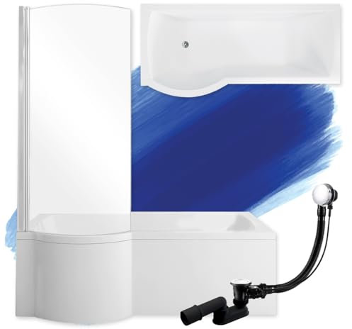 BADLAND Badewanne Original Weiß Acryl Wanne Rechteck INSPIRO 160x70 Links KOMPLETTSET SET + Füßen und Exklusive Chrom Automatik Ablaufgarnitur Made in EU 4in1