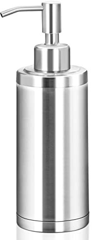Tiilan Countertop Hand Soap Dispenser, Refillable Stainless Steel Soap Pump Bottle for Bathroom & Kitchen, Free Standing - 300ml, Brushed Nickel
