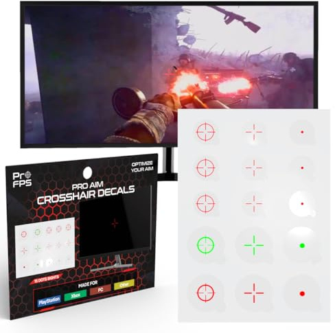 ProFPS Fadenkreuz Aufkleber 15er Set – PS5 PS4 Xbox Controller | Aim Assist Crosshair Decals, Aimbot Alternative, rückstandslos entfernbar, für PC Gaming & Esports