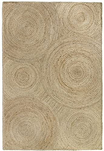 HAMID - Alfombra de Yute Baena, 100% Fibra de Yute Natural, Alfombra Natural Suave, Tejida a Mano, Alfombra de Salón, Comedor, Dormitorio, Entrada, (230x160cm)
