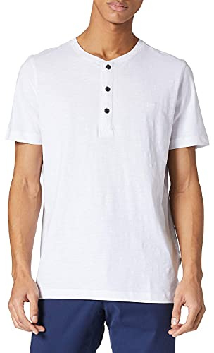 camel active Herren Kurzarm Henleyshirt aus Reiner Baumwolle Weiß, Menswear-XL