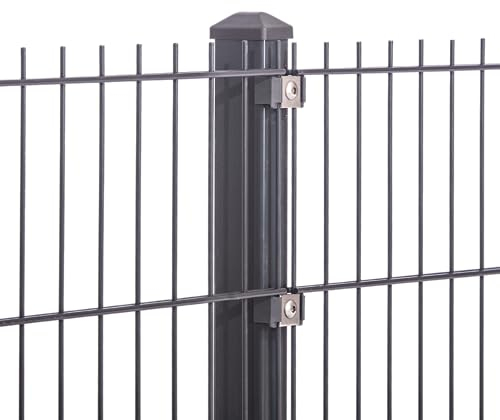Doppelstabmattenzaun 656 Set mit Va Klemmhalter Anthrazit Gartenzaun Neu 7,5m-50m Stabmattenzaun | 12.5-183 cm