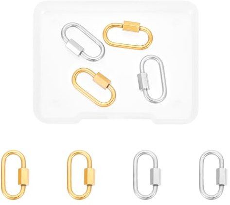 UNICRAFTALE 4 Stk 2 Farben Edelstahl Schraubverschluss Karabiner Golden Oval Schlüsselanhänger Verbinder Metallverschluss Schlüsselanhänger Haken Für DIY Halsketten Armband Schmuckherstellung