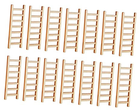 Uonlytech 60 Simulationsleiter Holz Puppenhäuser Holzspielset Miniaturspielzeug Simulation Minileiter Minihausleitern Minigarten Topfornament Leiterdekoration Holzfoto-Requisiten