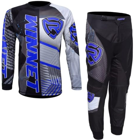 WinNet Completo tuta kit per moto da cross enduro quad fuori strada maglia maglietta e pantalone completino (M)