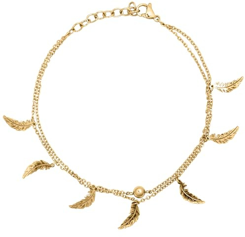 Wildcat Fußkette - Feathers Multilayer Fußkettchen - Gold - Chirurgenstahl 316L - wasserfest, langlebig, hautverträglich