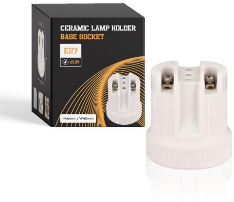 E27 Pendant Lamp Holder, White Ceramic Porcelain Socket | Edison Screw Bulb Fitting, Ceiling Light Installations, Easy Fit Indoor Mount, Chandelier, Hanging or Wall Lighting, 1 Pack