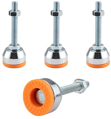SRJQXH M10 X 80mm Verstellbare Füße, 4 Stück Höhenverstellbare Füße, Kohlenstoffstahl Verstellbare Möbelfüße für Schränke, mit Kontermutter, für Möbel, Bücherregale, Lagerregale, Bürotische