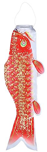 VANZACK Japanischer Karpfen Windsack Fisch Outdoor Dekoration Hänge Ornament Garten Terrasse Wand Baum Haken Anbringung Leicht Stoff Windanemone Feste Heimdeko