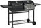 Outsunny Grillwagen Gasgrill mit 2+1 Brenner, Thermometer, 3kW BBQ Holzkohlgrill mit Regal, Seitenablage, Haken, Campinggrill mit Schlauch für Garten, Balkon, Schwarz