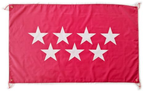 Bandera Comunidad de Madrid 150x90cm, Bandera Comunidad de Madrid para Balcon con 4 Ojales y 4 Bridas, Banderas C de Madrid