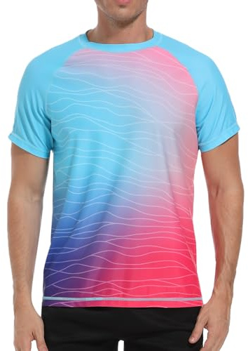 VAYAGER Herren UV Shirt Rash Guard T-Shirt Schwimm Shirt UPF 50+ Badeshirts,schnell trocknend, lockere Passform, Wassersurf-Shirt