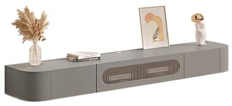 TV-Schrank Schwebender TV-Ständer aus Holz mit Glastür, modernes wandmontiertes Entertainment-Center mit 2 Schubladen, komplett montiert, 63/70,8''/78,7'' Fernsehschrank ( Color : Grigio , Size : 200